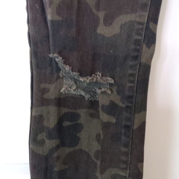 Cello green camo 5 pocket distressed skinny jeans - Picture 8 of 16